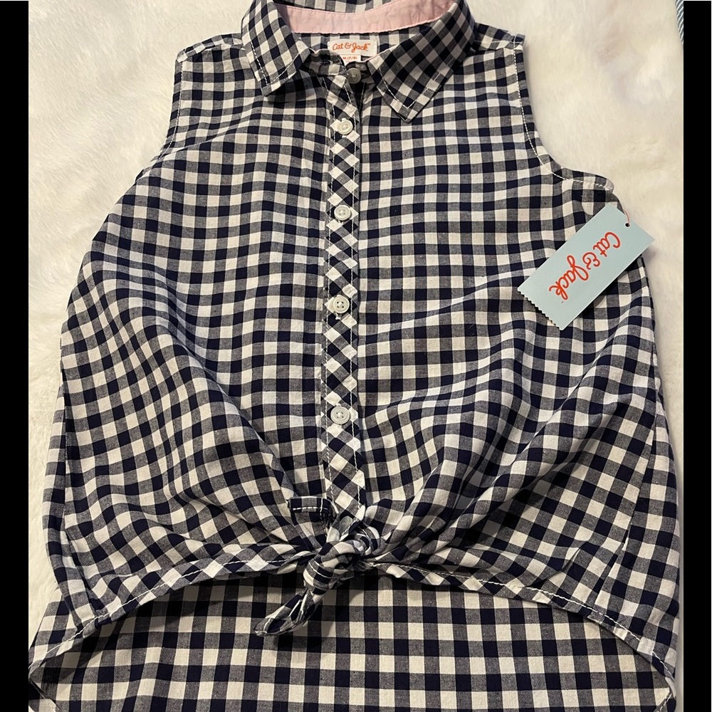 NWT Cat and Jack girls size 7-8 Navy/white sleeveless top